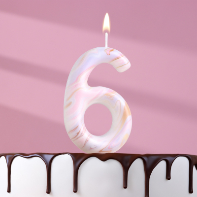 Изображение товара Гигантская цифра 6 свеча для торта белый мрамор Страна Карнавалия Изображение товара Гигантская цифра 6 свеча для торта белый мрамор Страна Карнавалия