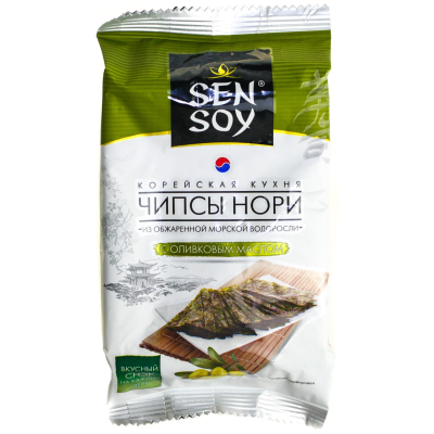 Изображение товара Чипсы Sen Soy нори olive пакет 4,5 г натуральный перекус с оливковым маслом