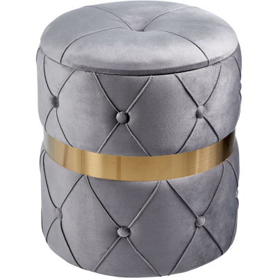 Изображение товара Пуф Glasar с крышкой, серый, мягкий велюр, 40х40х45 см