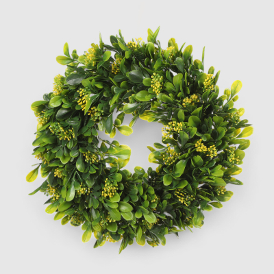 Изображение товара Декор венок 33x33 см из полипропилена зеленого цвета без сборки