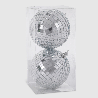 Изображение товара Набор серебристых зеркальных елочных шаров 10 см Linhai Jinnuo 2 шт