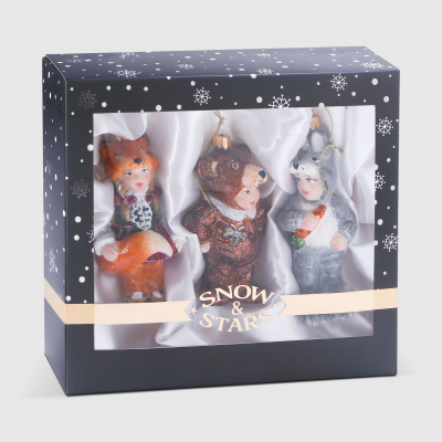 Изображение товара Набор ёлочных игрушек Snow and Stars 3 шт для детей Мультиколор стекло