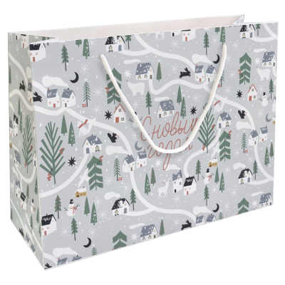 Изображение товара Пакет подарочный Be Smart Village, серый, 36х26 см