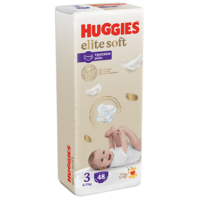 Изображение товара Трусики-подгузники Huggies Elite Soft 3 для детей 6-11 кг 48 шт Изображение товара Трусики-подгузники Huggies Elite Soft 3 для детей 6-11 кг 48 шт