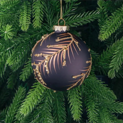 Изображение товара Шар Yancheng Shiny стеклянный черный с золотым узором