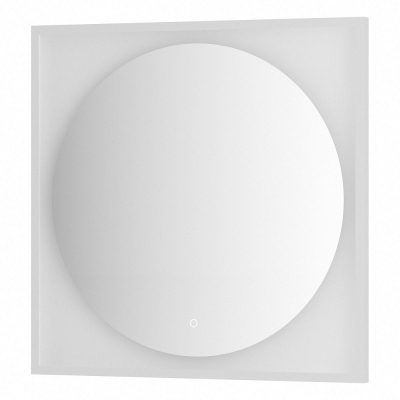 Изображение товара Зеркало Defesto Еclipse 80х80 18W белая рама, с LED-подсветкой, сенсорный выключатель, теплый свет
