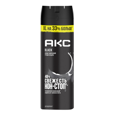 Изображение товара Дезодорант АКС Black 200 мл антибактериальный свежий аромат защита 48 часов