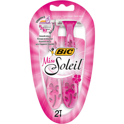 Изображение товара Бритва BIC Miss Soleil 2 шт - женский 3-х лезвийный станок для гладкого бритья Изображение товара Бритва BIC Miss Soleil 2 шт - женский 3-х лезвийный станок для гладкого бритья