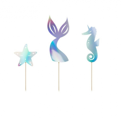 Изображение товара Топперы Party Deco mermaid 24.5см 3шт в ассортименте