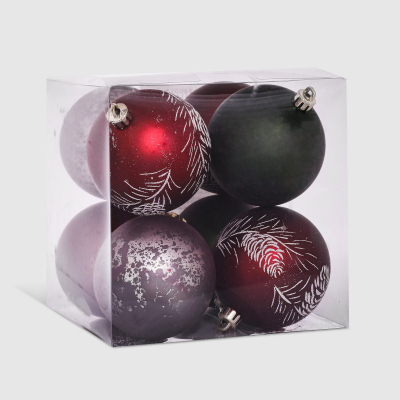 Изображение товара Набор елочных игрушек 8 шт пластиковых шаров зеленых красных серебристых Unique Treasures