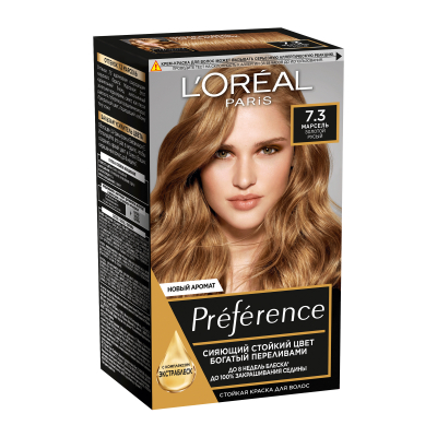 Изображение товара Краска для волос L'Oreal Preference Recital стойкая 7. 3 Марсель Изображение товара Краска для волос L'Oreal Preference Recital стойкая 7. 3 Марсель