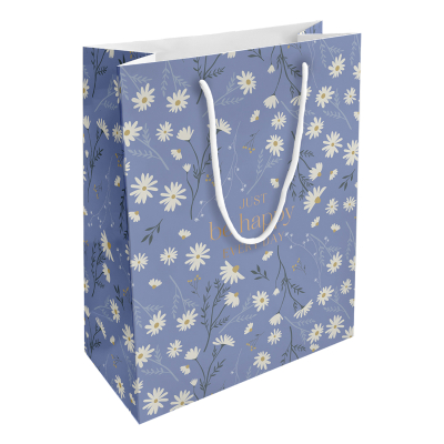 Изображение товара Подарочный пакет Be Smart Fleurs ромашки 25х32 см голубой яркая печать