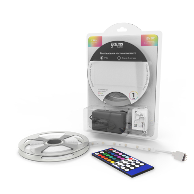 Изображение товара Лента Gauss Basic LED 5050/30RGB+30W 12V 5м IP20 для интерьерной подсветки