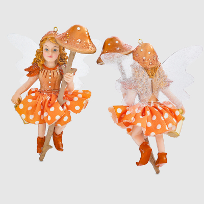 Изображение товара Игрушка елочная фея с грибочком 15 см Kurt S. Adler оранжевая