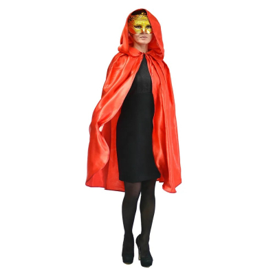 Изображение товара Накидка Гаргамелла атласная с капюшоном красная 130-140 см