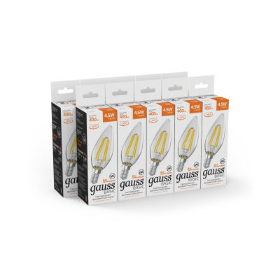 Изображение товара Лампа Gauss Basic Filament Свеча 4,5W 400lm 2700К Е14 LED