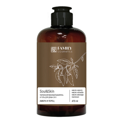 Изображение товара Парфюмированный шампунь и гель для душа 2 в 1 Амбра и Перец 470 мл