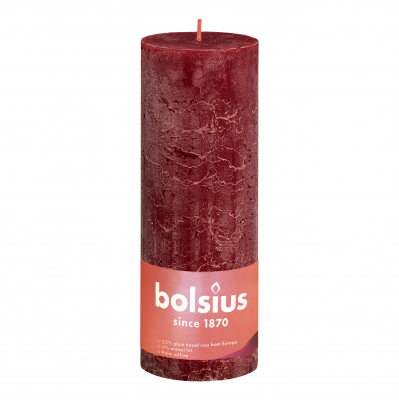 Изображение товара Декоративная свеча Bolsius block Rustic Metallic 19x6,8 см красная бархат
