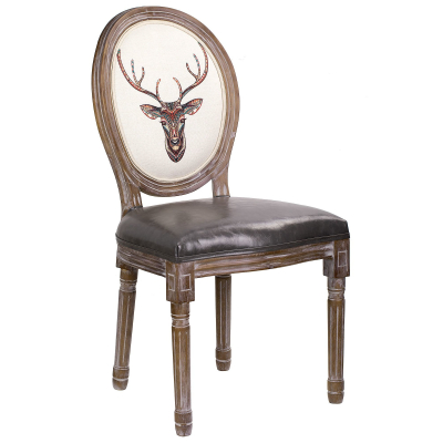 Изображение товара Стул Glasar Олень, деревянный каркас с искусственной кожей и льном, 48х46х96 см