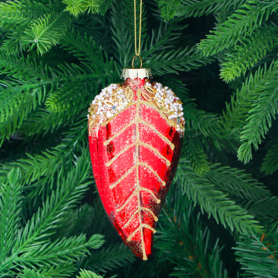 Изображение товара Ёлочная игрушка Yancheng в виде красного листа 6,5х2,5х12 см