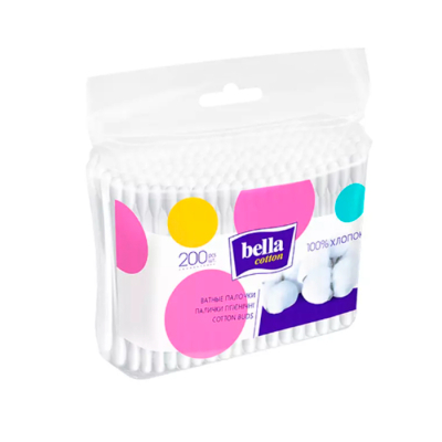 Изображение товара Палочки ватные Bella В полиэтиленовой упаковке 200 шт