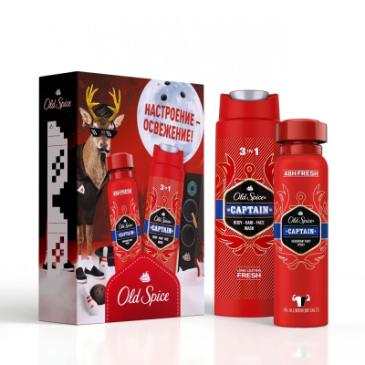 Изображение товара Подарочный набор Old Spice Captain гель для душа и дезодорант для мужчин Изображение товара Подарочный набор Old Spice Captain гель для душа и дезодорант для мужчин