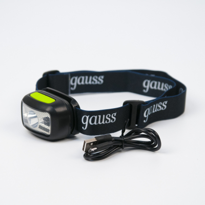 Изображение товара Налобный фонарь Gauss GFL402 3W 220lm LED с режимами и защитой IP64 Изображение товара Налобный фонарь Gauss GFL402 3W 220lm LED с режимами и защитой IP64