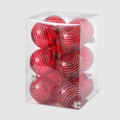 Изображение товара Набор елочных игрушек Unique Treasures 3077RG красные, 12 штук