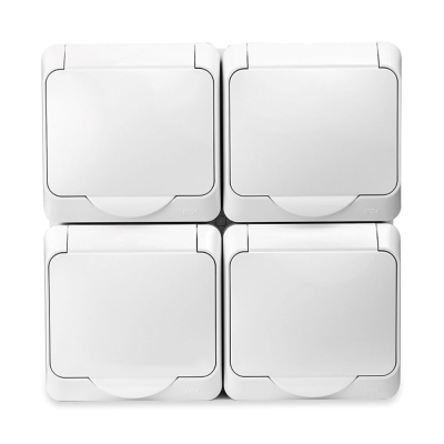 Изображение товара Розетка Tokov Electric Nix 4-м с заземлением с крышкой белая