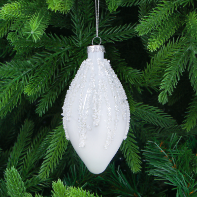 Изображение товара Ёлочная игрушка Yancheng Shiny с белым бисером 6,5х13 см ручная работа