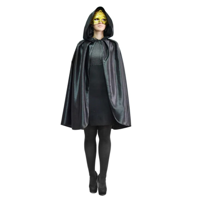 Изображение товара Накидка Гаргамелла атласная с капюшоном черная 160-170 см для карнавала