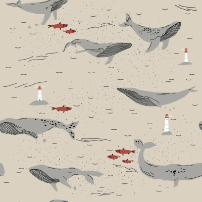 Изображение товара Бумага для подарков Be Smart 70х100 см, Коллекция "Waves", киты