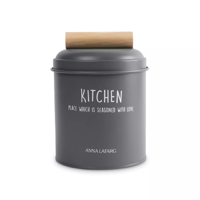 Изображение товара Банка Anna Lafarg Local для сыпучих продуктов 1 литр сталь дерево серый