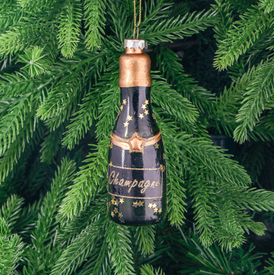 Изображение товара Ёлочная игрушка Yancheng Shiny шампанское из стекла 4х12,5 см