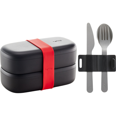 Изображение товара Ланчбокс Lekue To go с приборами чёрный 1 л Изображение товара Ланчбокс Lekue To go с приборами чёрный 1 л