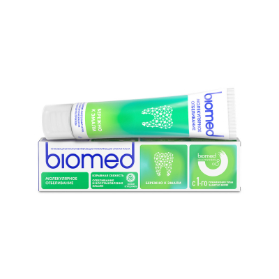 Изображение товара Зубная паста BioMed отбеливание и восстановление эмали с вкусом мяты и огурца 65 г