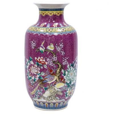 Изображение товара Напольная декоративная ваза Glasar 26x26x56 см с ручной росписью из фарфора