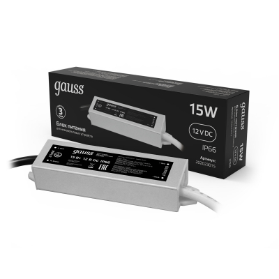 Изображение товара Пылевлагозащищенный блок питания 15W 12V IP66 для светодиодной ленты Изображение товара Пылевлагозащищенный блок питания 15W 12V IP66 для светодиодной ленты