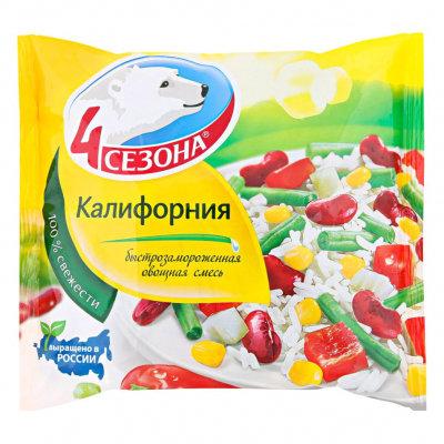 Изображение товара Смесь овощная 4 Сезона Калифорния с рисом 400 г Изображение товара Смесь овощная 4 Сезона Калифорния с рисом 400 г