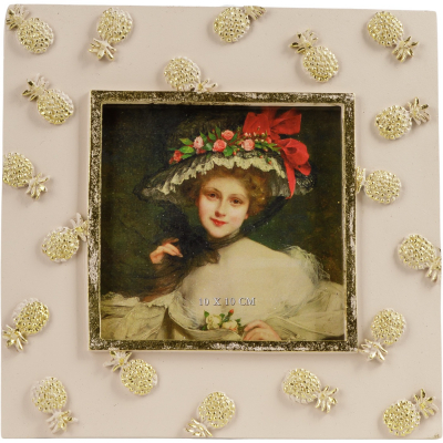 Изображение товара Фоторамка 10х10 Glasar настольная розовая с ананасами 17х1х17 см