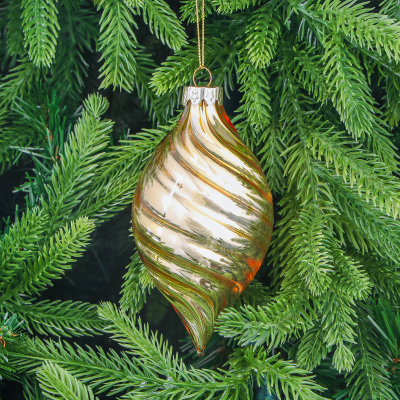 Изображение товара Новогодняя елочная игрушка Mercury NY золотая 6x13 см сосулька