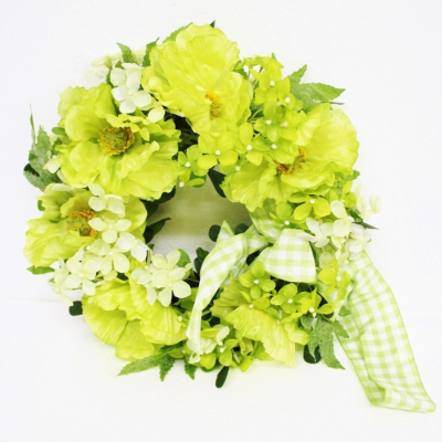 Изображение товара Венок гортензии Конэко-О декоративный жёлтый 45 см