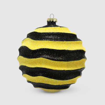 Изображение товара Новогодний шар Acro волны черно-желтые 10 см для елки декора