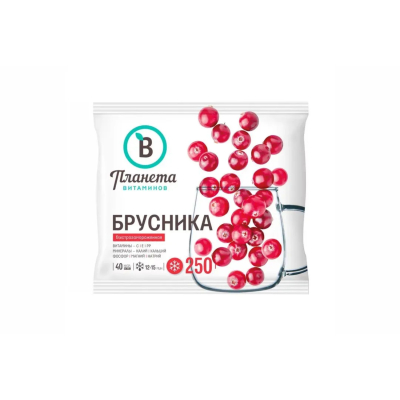 Изображение товара Ягода Планета Витаминов брусника 250 г Изображение товара Ягода Планета Витаминов брусника 250 г