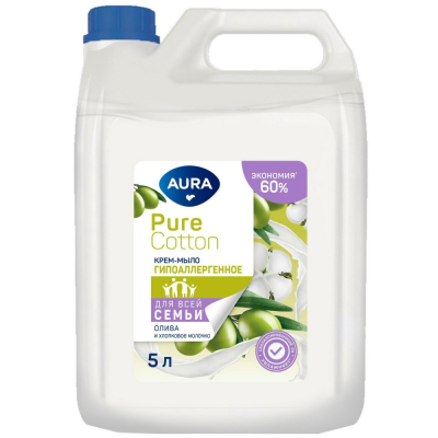 Изображение товара Крем-мыло AURA олива и хлопковое молочко 5 л
