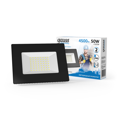 Изображение товара Прожектор светодиодный Gauss LED 50W IP65 черный для наружного освещения Изображение товара Прожектор светодиодный Gauss LED 50W IP65 черный для наружного освещения