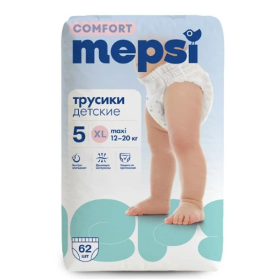 Изображение товара Подгузники-трусики Mepsi Comfort ХL 62 шт для детей 12-20 кг