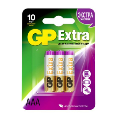 Изображение товара Батарейки GP Extra Alkaline AAA 24A AАA 6 шт надежное питание устройств
