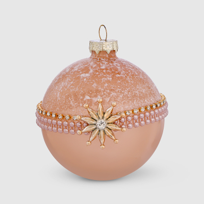 Изображение товара Золотой новогодний шар Baoying yiwen 8 см для елки с глиттером