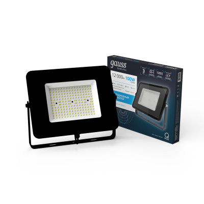 Изображение товара Прожектор Gauss LED Qplus 100W 9000lm IP65 черный для мощного освещения Изображение товара Прожектор Gauss LED Qplus 100W 9000lm IP65 черный для мощного освещения